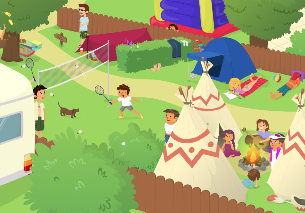 Speakyplanet - jeu - illustration > Summer camp décors